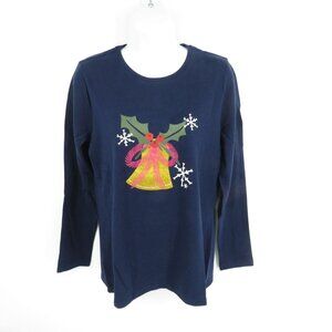 Kim Rogers Women's Christmas Bell Long Sleeve Top PS NWT $28